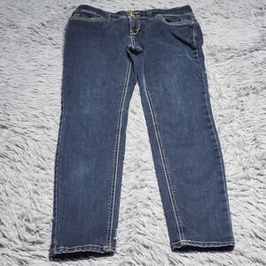 WallFlower Jeans Womens Juniors 9 Blue Denim Skinny Embroidered Pockets Stretch
